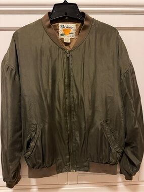 Vintage Silk Olive Green Bomber Jacket - Protest- Small